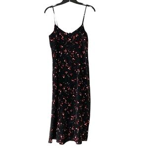 Vintage Express Black Red & Pink Y2K Style Midi Dress Women’s Size 9/10